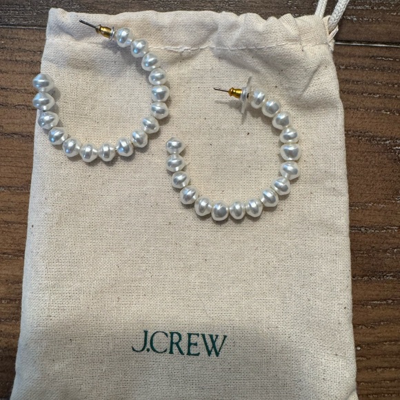 J. Crew Jewelry - J. Crew Pearl Hoop Earrings